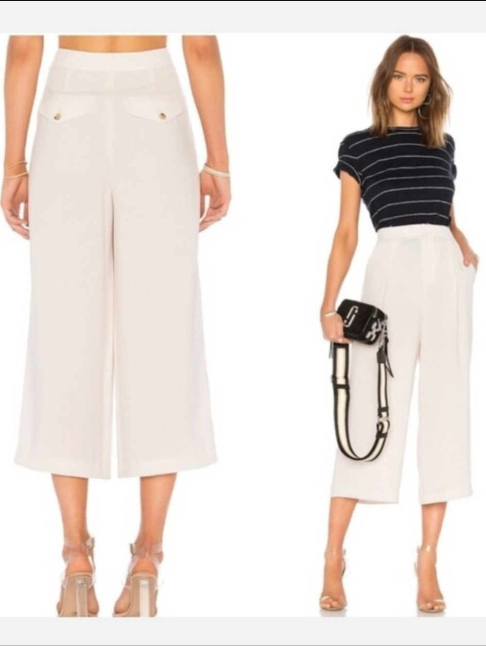 Vince High Waist Crop Culottes Pants in Sandstone